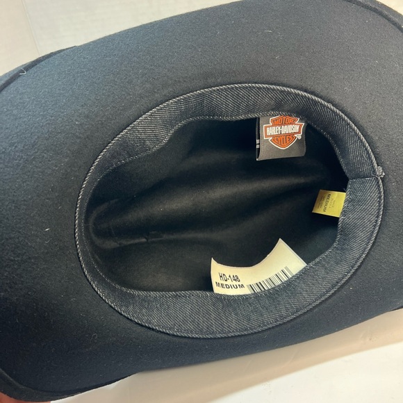 Harley Davidson Black Wool Brim Women’s Cowboy Hat Size Medium Cowgirl - Picture 9 of 11